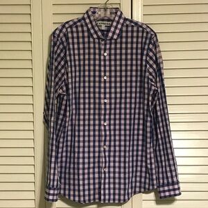 Men's Blue and White Checkered Shirt